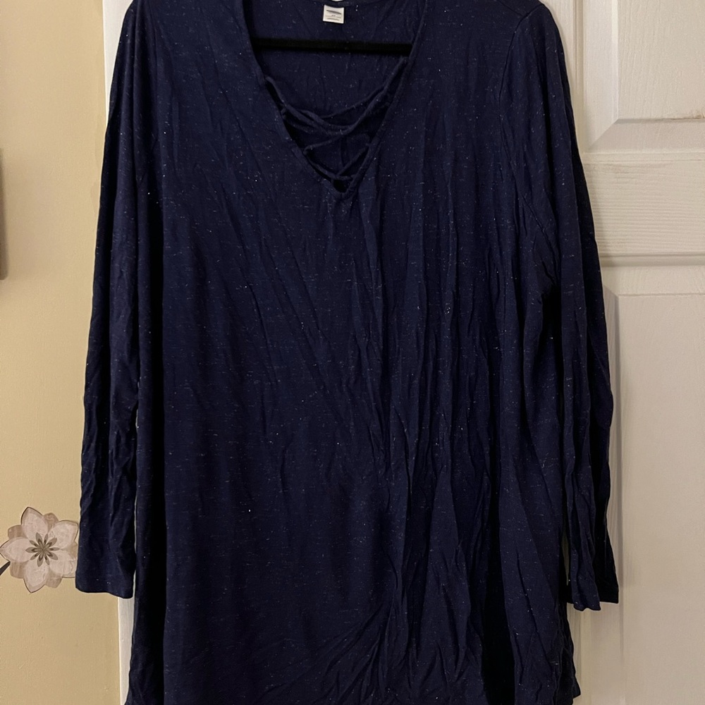 Old Navy blue long sleeve with silver sparkles 3X